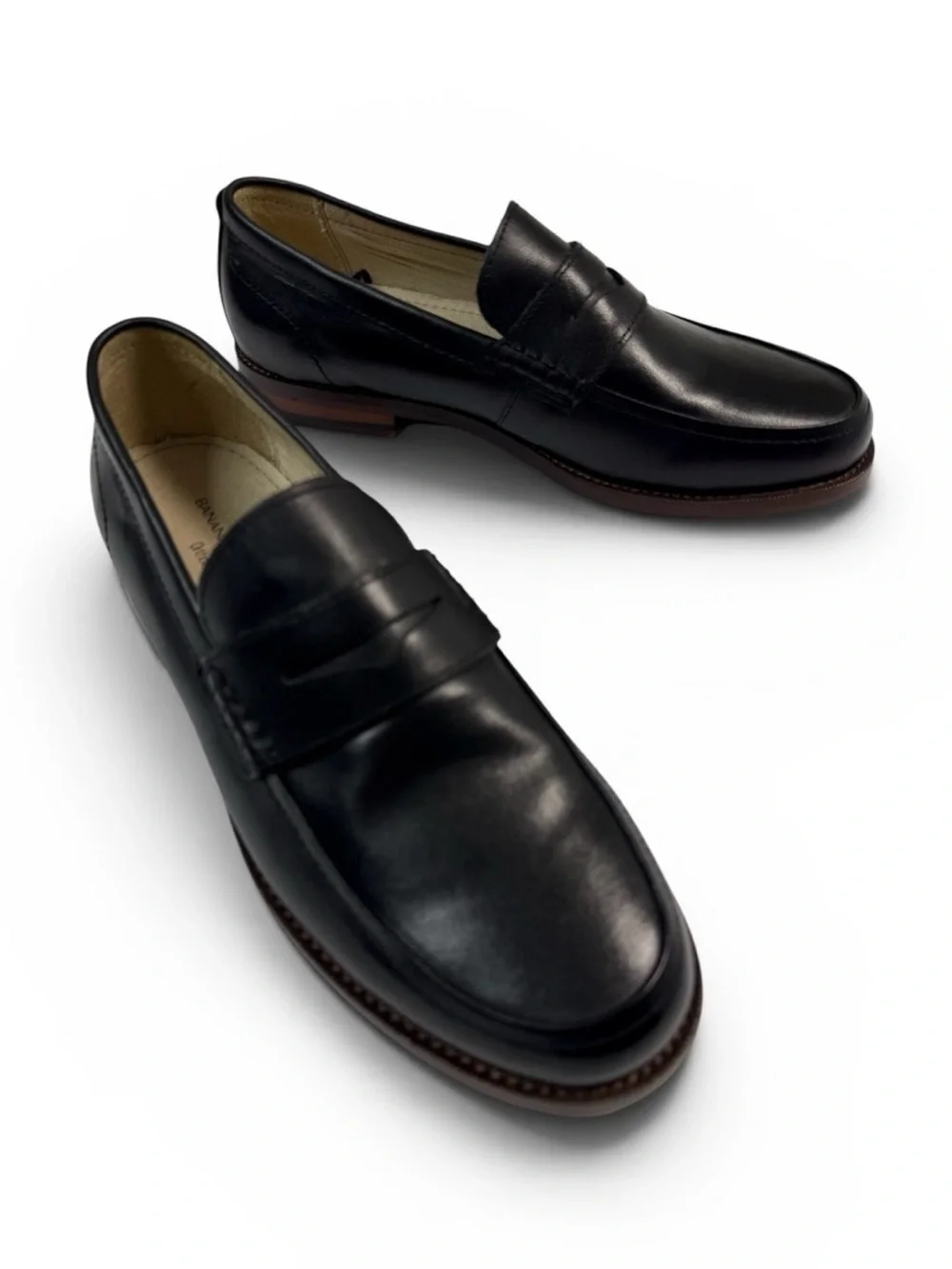 Banana Republic Men's Black Leather Penny Loafers Size 9 NWOB